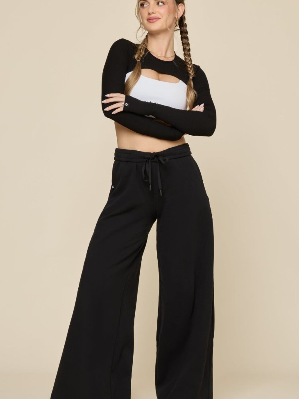Popflex Limitless Wide Leg Pants Black Size L Extra Tall